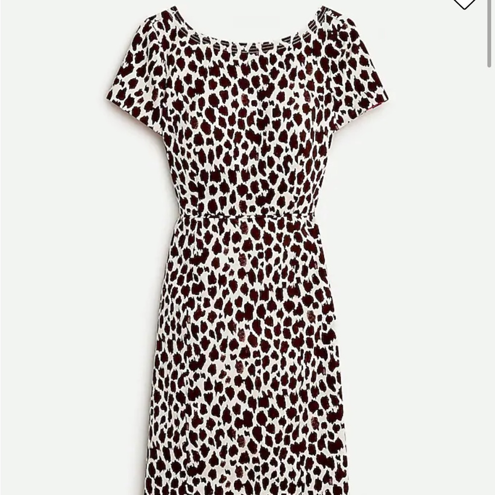 J Crew V-back dress in giraffe printed bi-stretch cotton